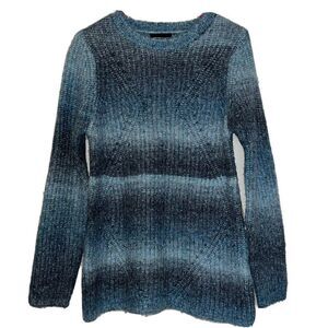 GG Collection Sweater Women’s Small Textured Fuzzy‎ Wool Blend Blue Gray White